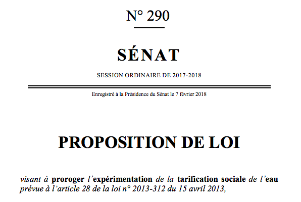 Adoption d’une proposition de loi sur la tarification sociale de l’eau